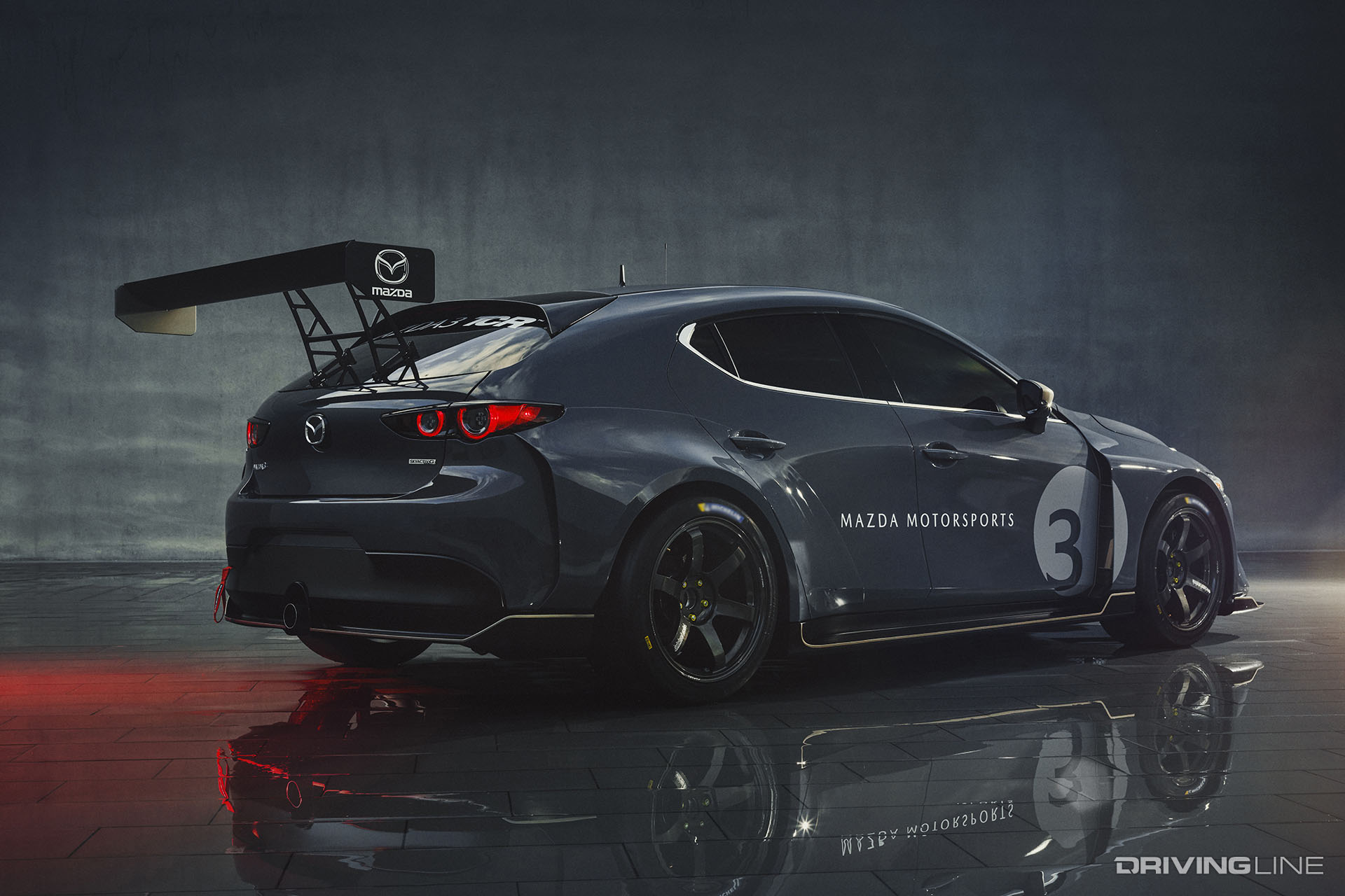 2020 Mazda3 TCR Rear View TE37 Wheels
