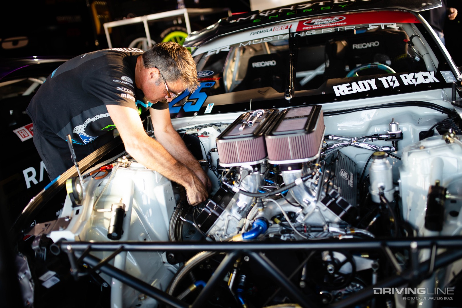 Tony Clark, crew chief for the Ford Mustang RTR team of Chelsea Denofa and Vaughn Gittin Jr.
