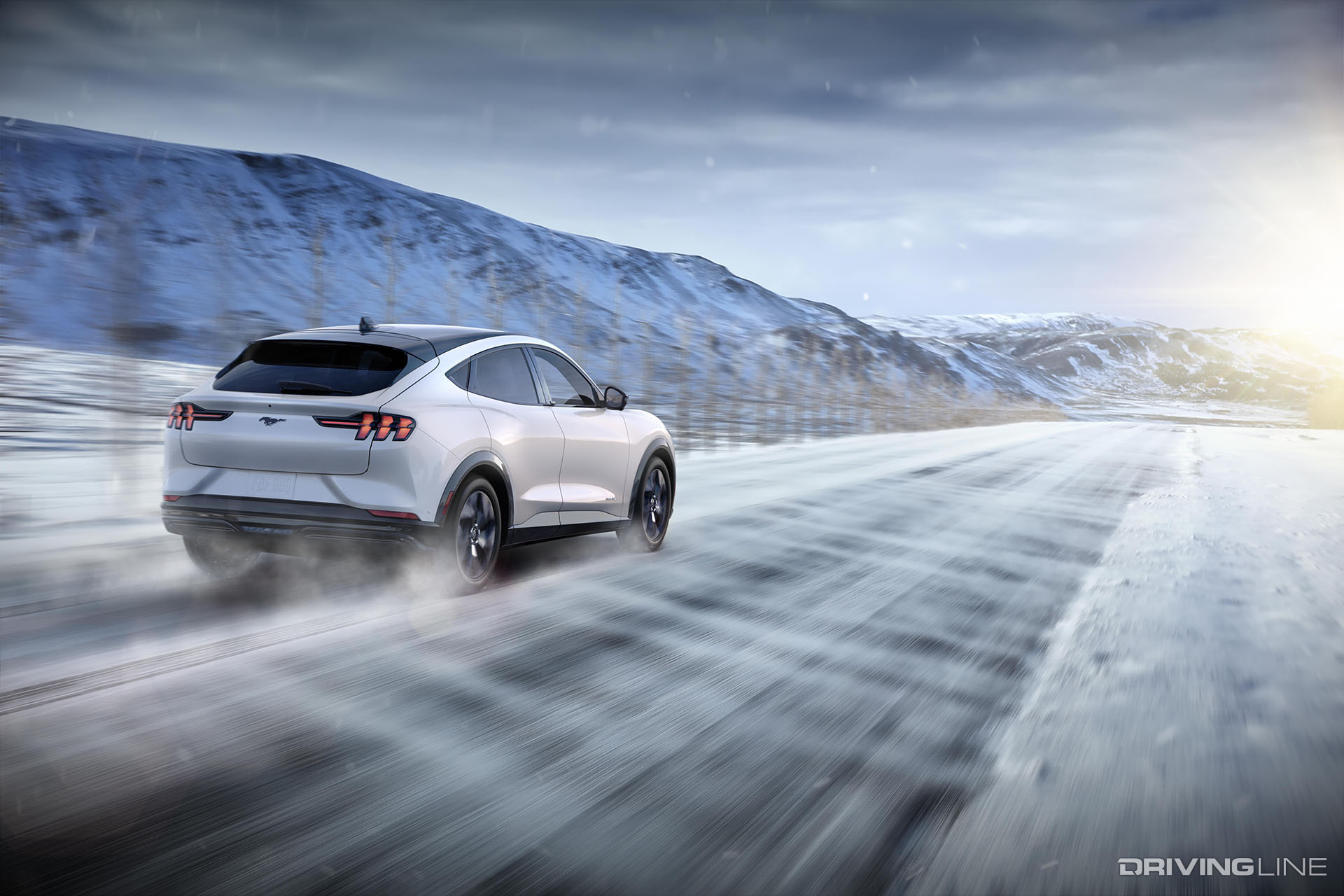 Ford Mustang Mach-E White on Snow
