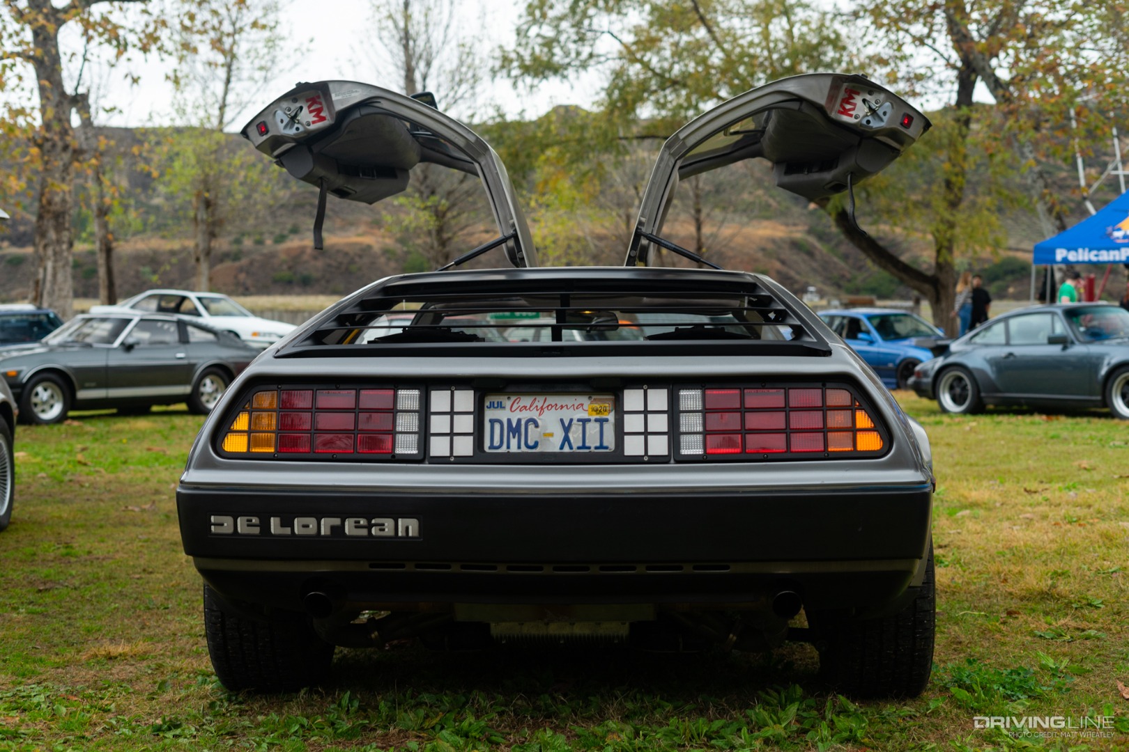 rear of DeLorean with doors open
