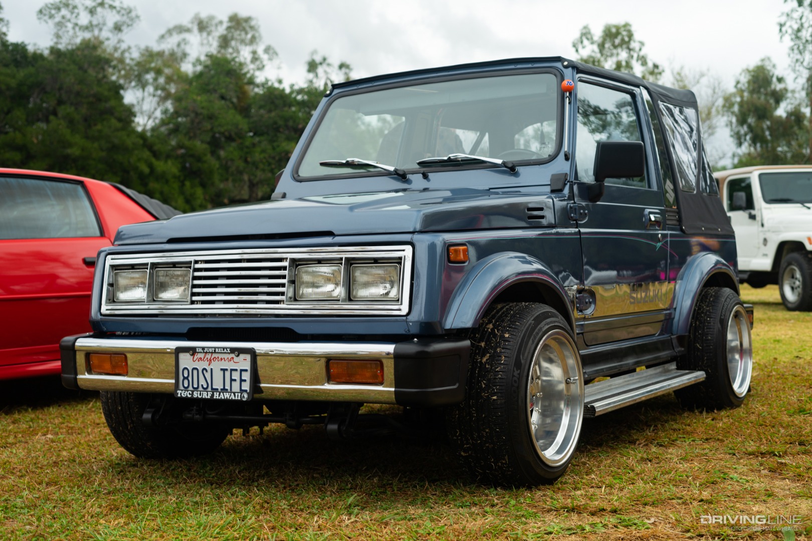 front of lowered Suzuki Samurai