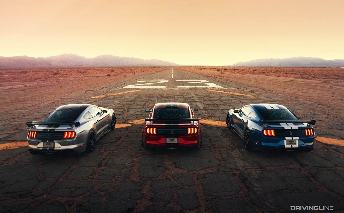 three Ford Mustang Shelby GT500