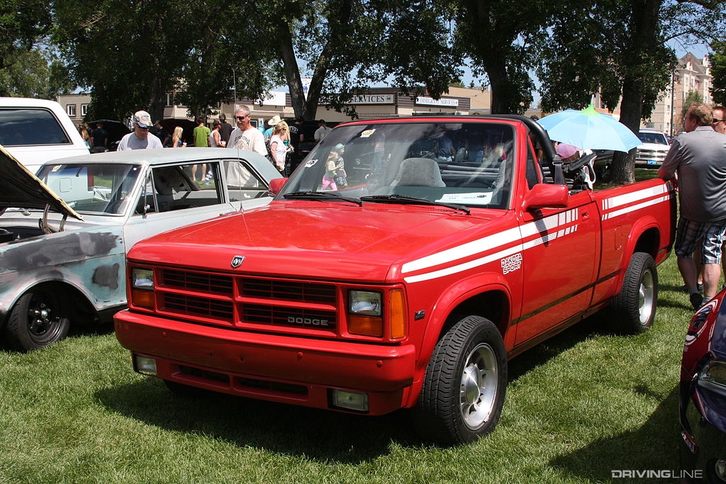 Red Dodge Dakota Sport Convertible front view