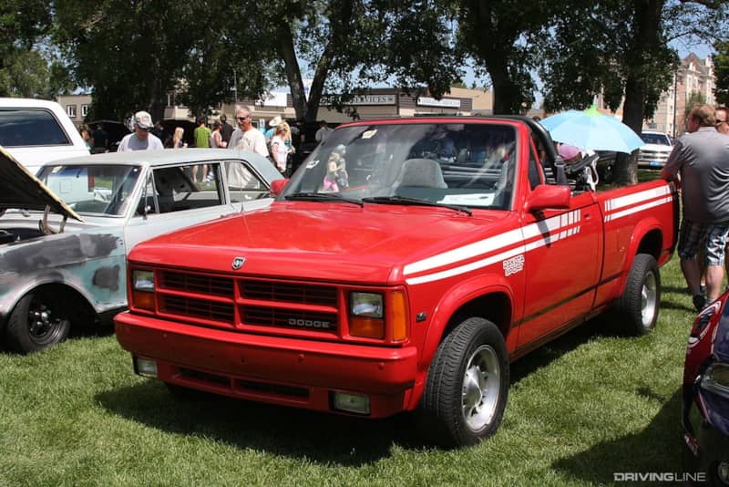 Red Dodge Dakota Sport Convertible front view