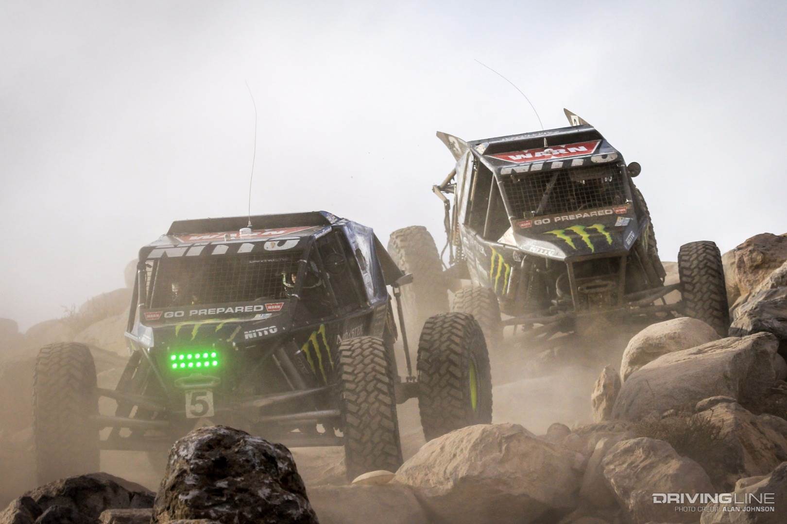 Wayland and Shannon Campbell racing down a rocky hill