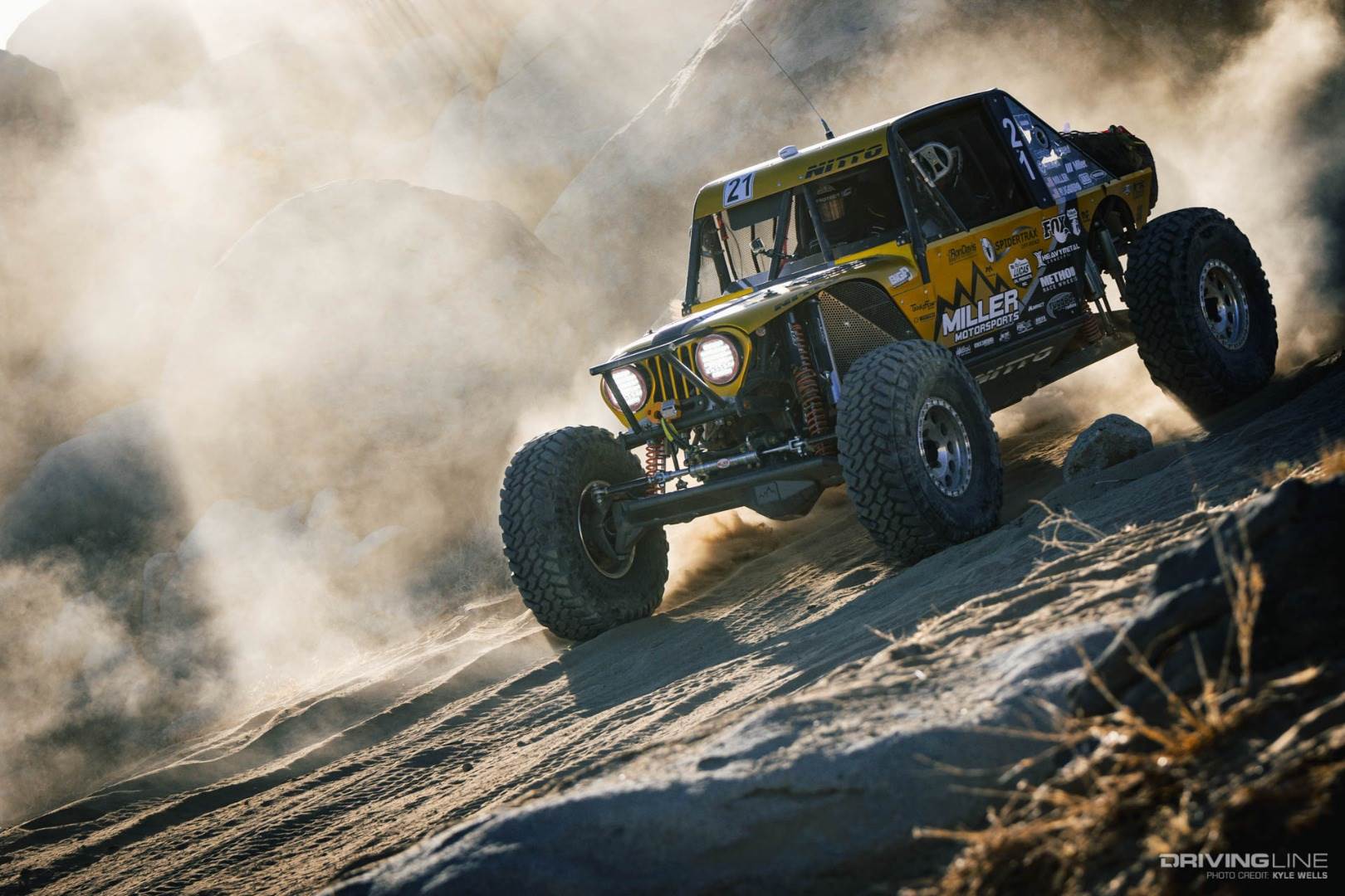 Erik Miller racing through a wash during the King of the Hammers