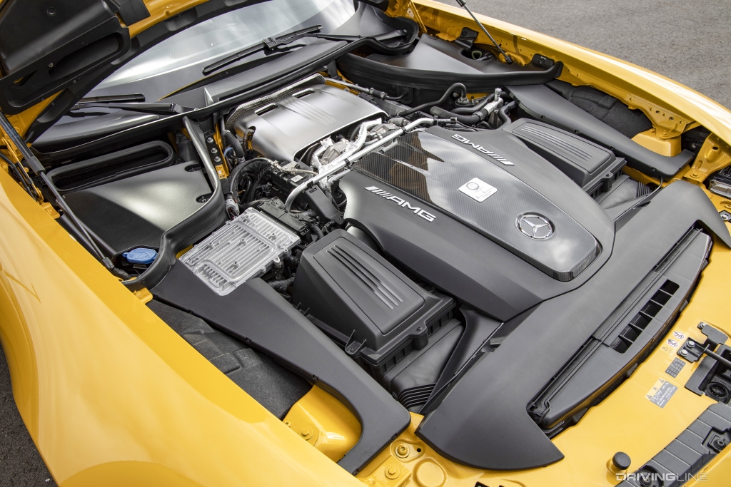 Yellow Mercedes-AMG engine cover