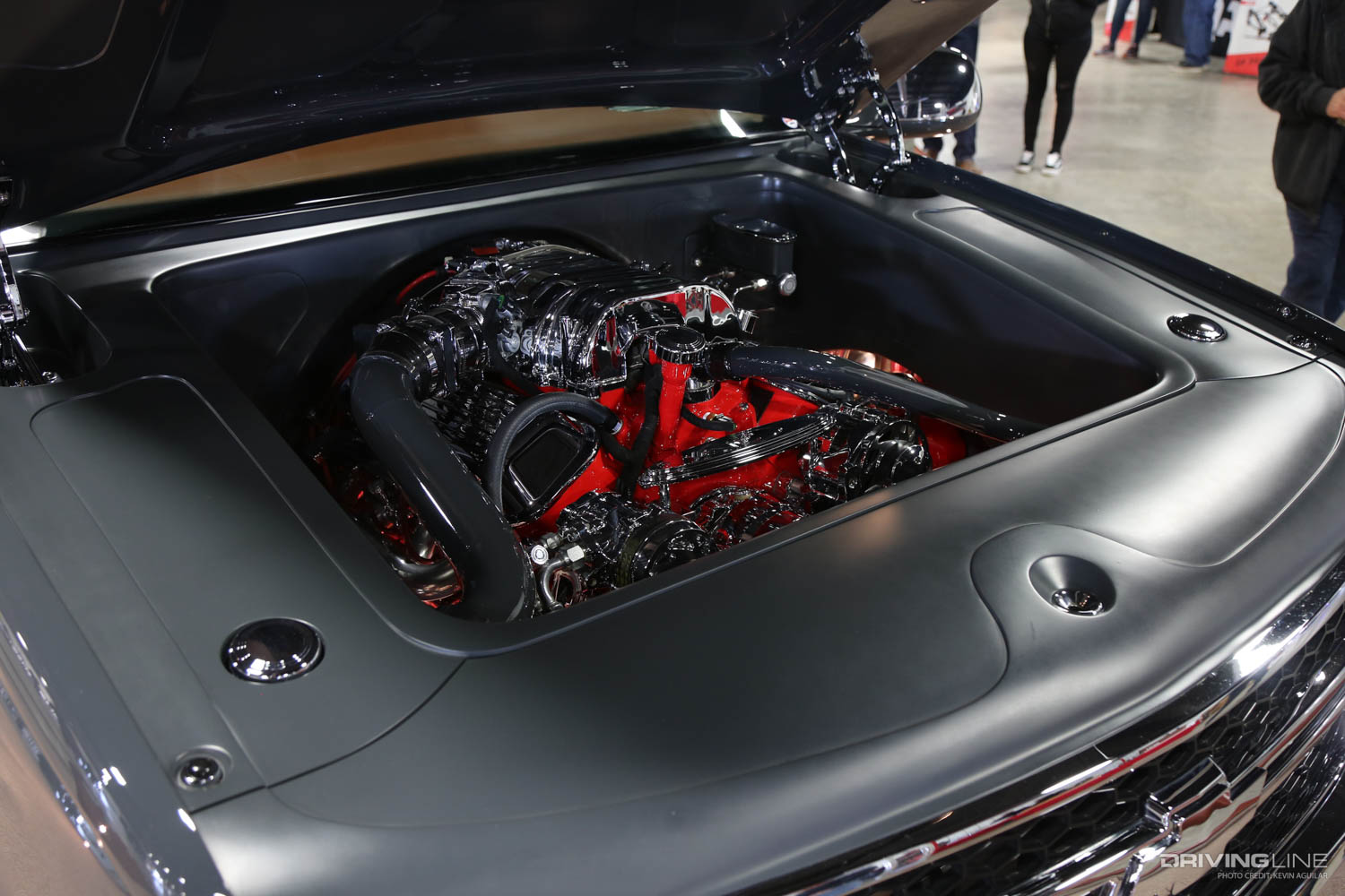 Super clean engine compartment on Dually Chevy truck