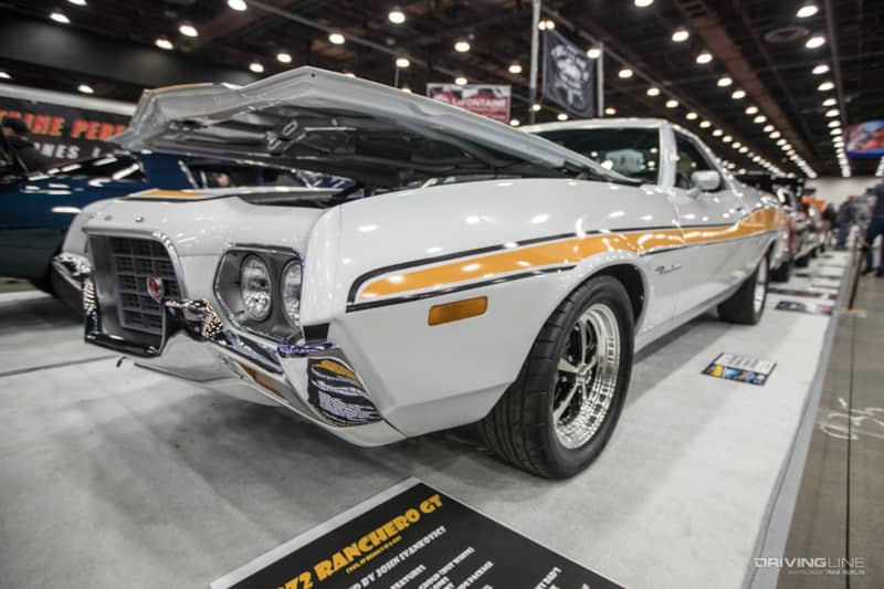This 1972 Ford Ranchero GT is John Ivankovics’ first love. Display at Detroit Autorama 2020.
