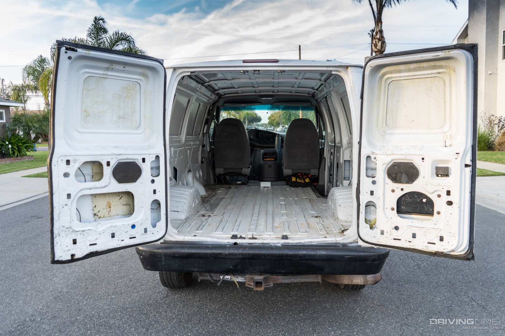Van rear doors opened
