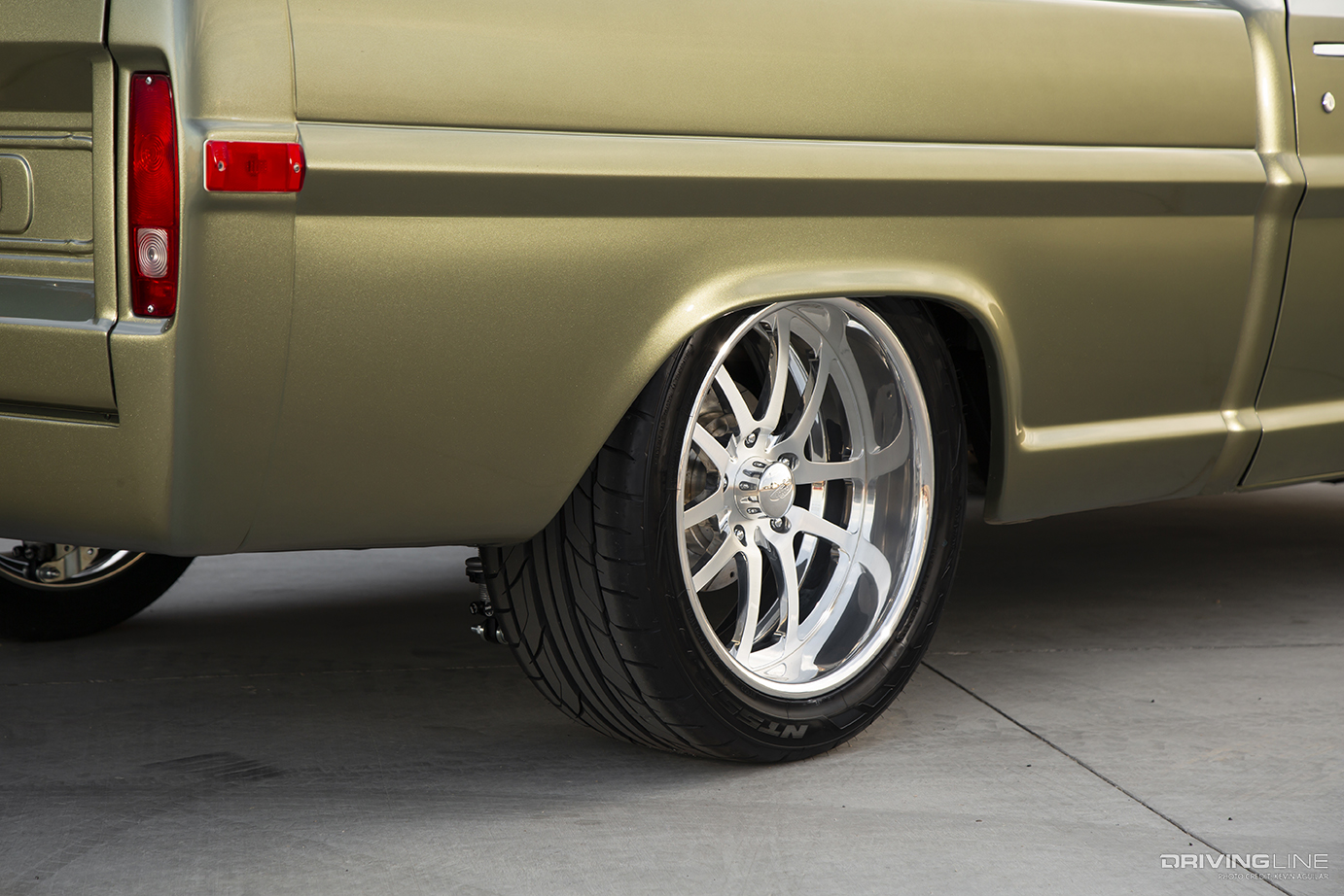 Rear wheel of Matt Girard's '72 Ford F100