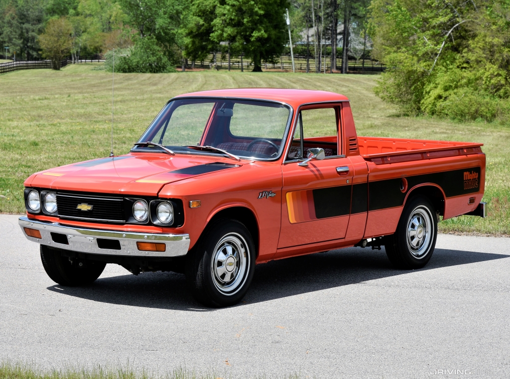 Chevrolet LUV in orange with black stripe.