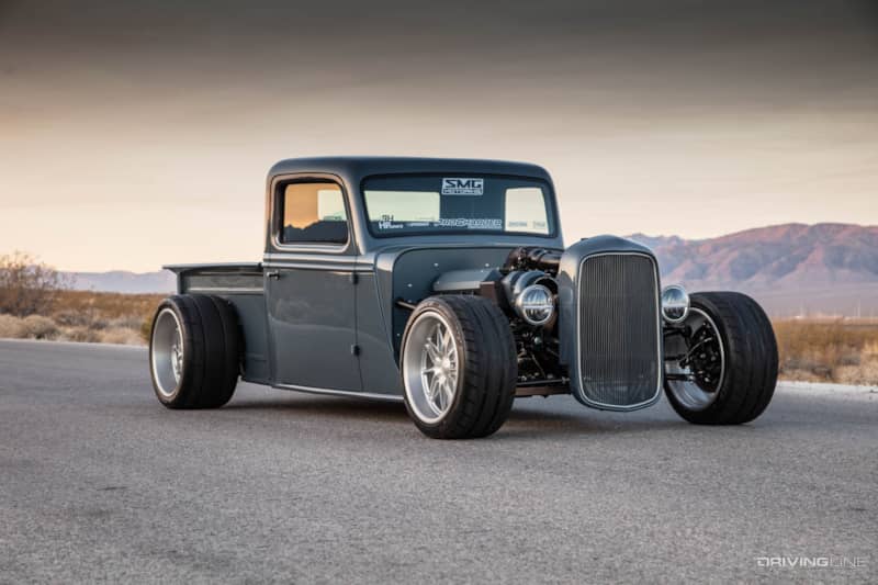 SMG Motoring x Factory Five Racing blue pickup truck