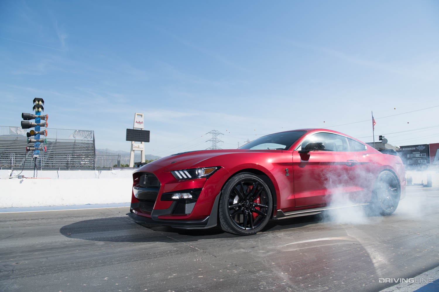 2020 Mustang GT500 at the Drag strip doing a burnout