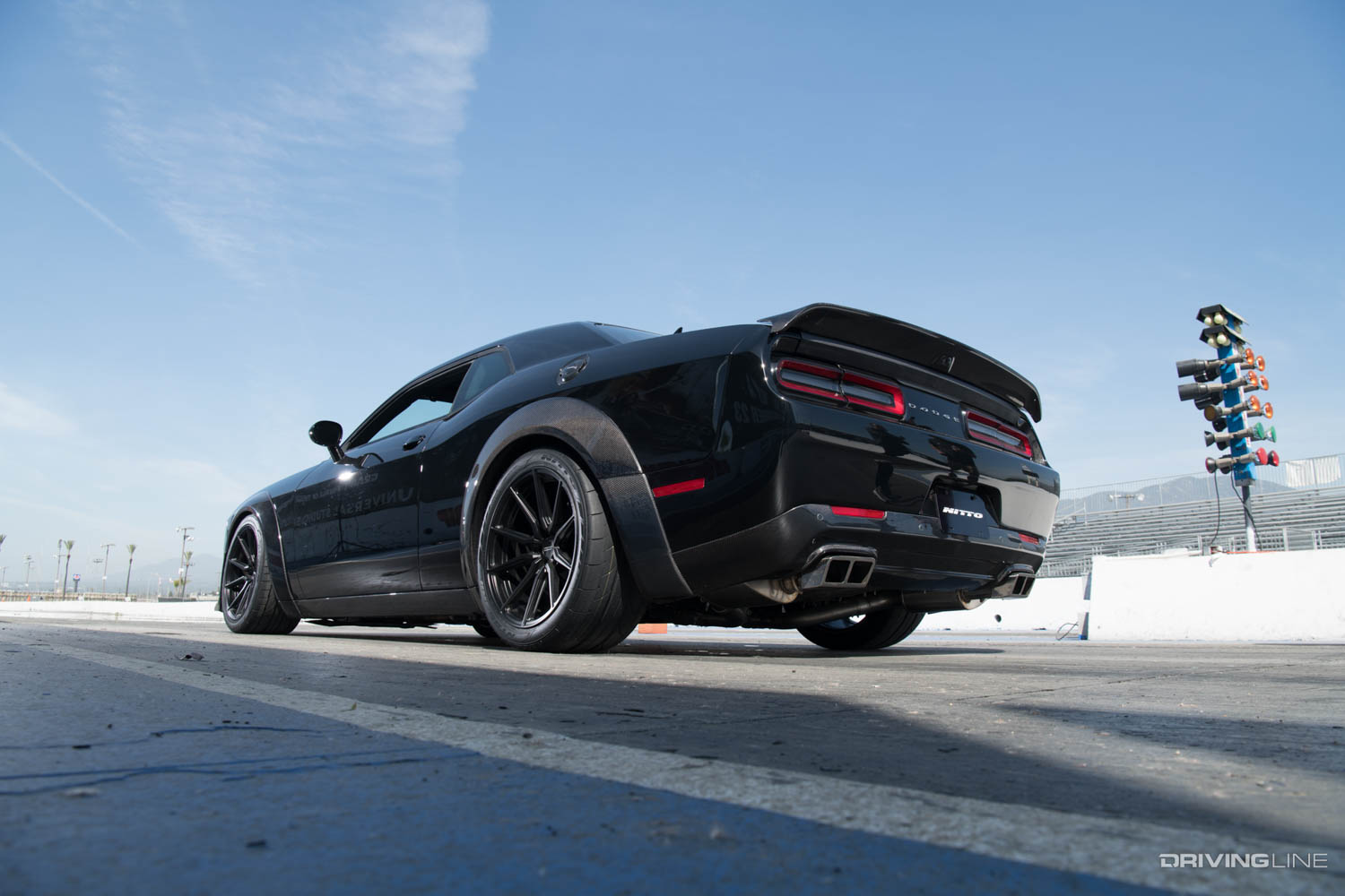 Dodge Challenger Hellcat Widebody at Drag Strip on Nitto NT555RII DOT compliant Drag Radials