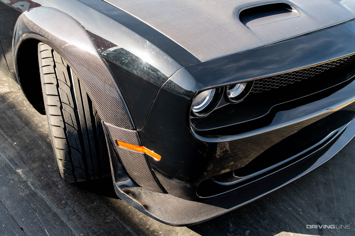 2018 Dodge Challenger Hellcat carbon fiber hood, splitter and fender flare