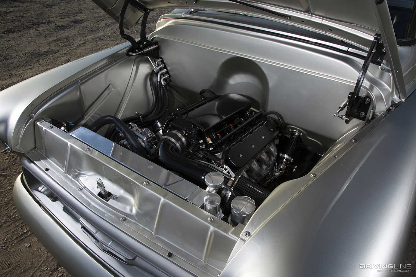 LS engine in Brian Raposo's Cinderella '57 Chevy 3100 pickup