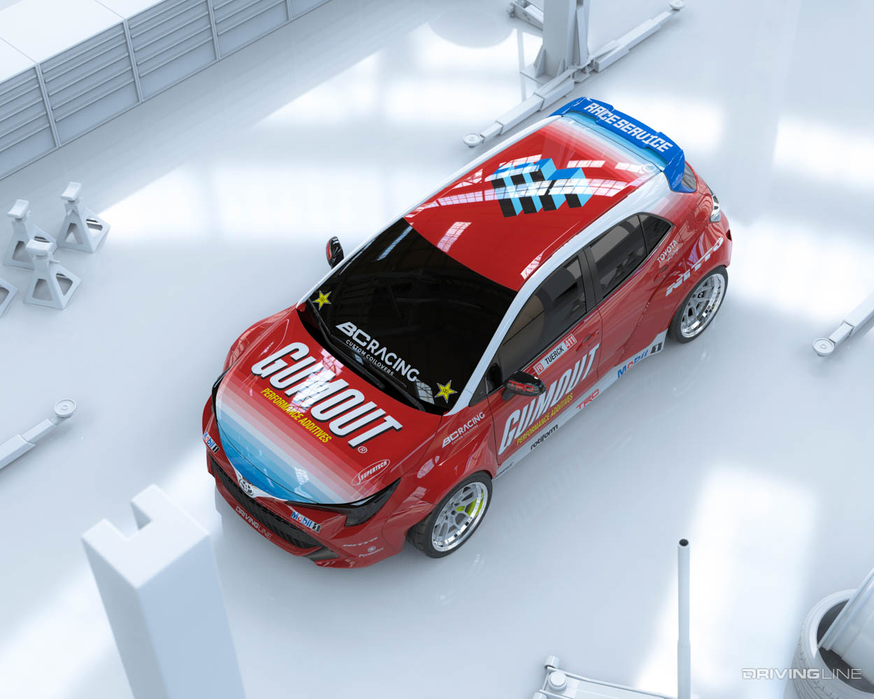 Ryan Tuerck 2020 Formula Drift Toyota Carolla rendering top view