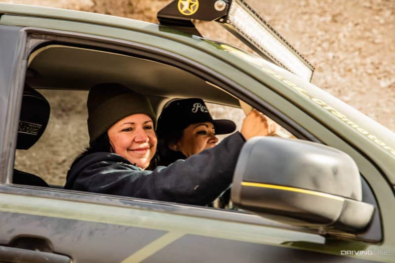 Theresa Contreras and Sara Morosan in an LGE-CTS Ford Ranger