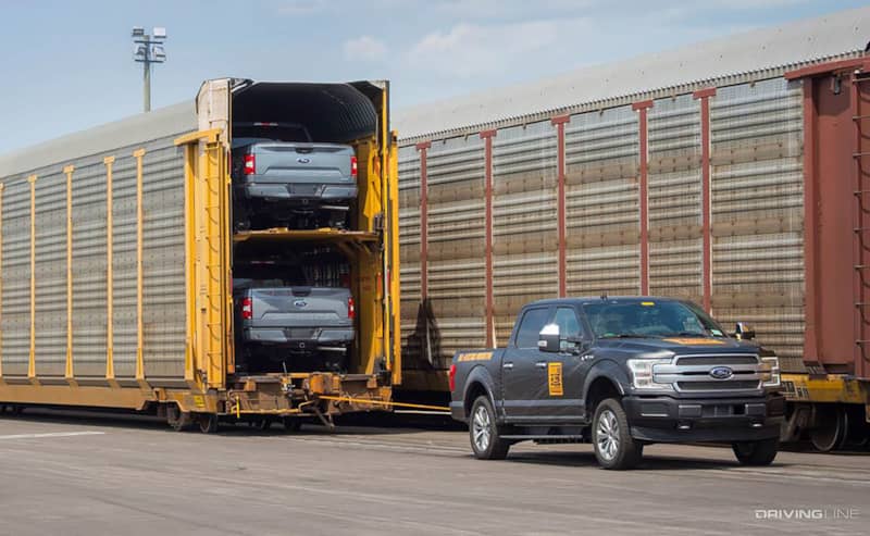 Ford F-150 Electric Pickup Towing Train
