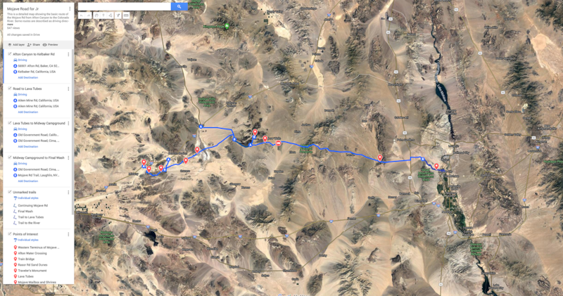 Map of the Mojave Road