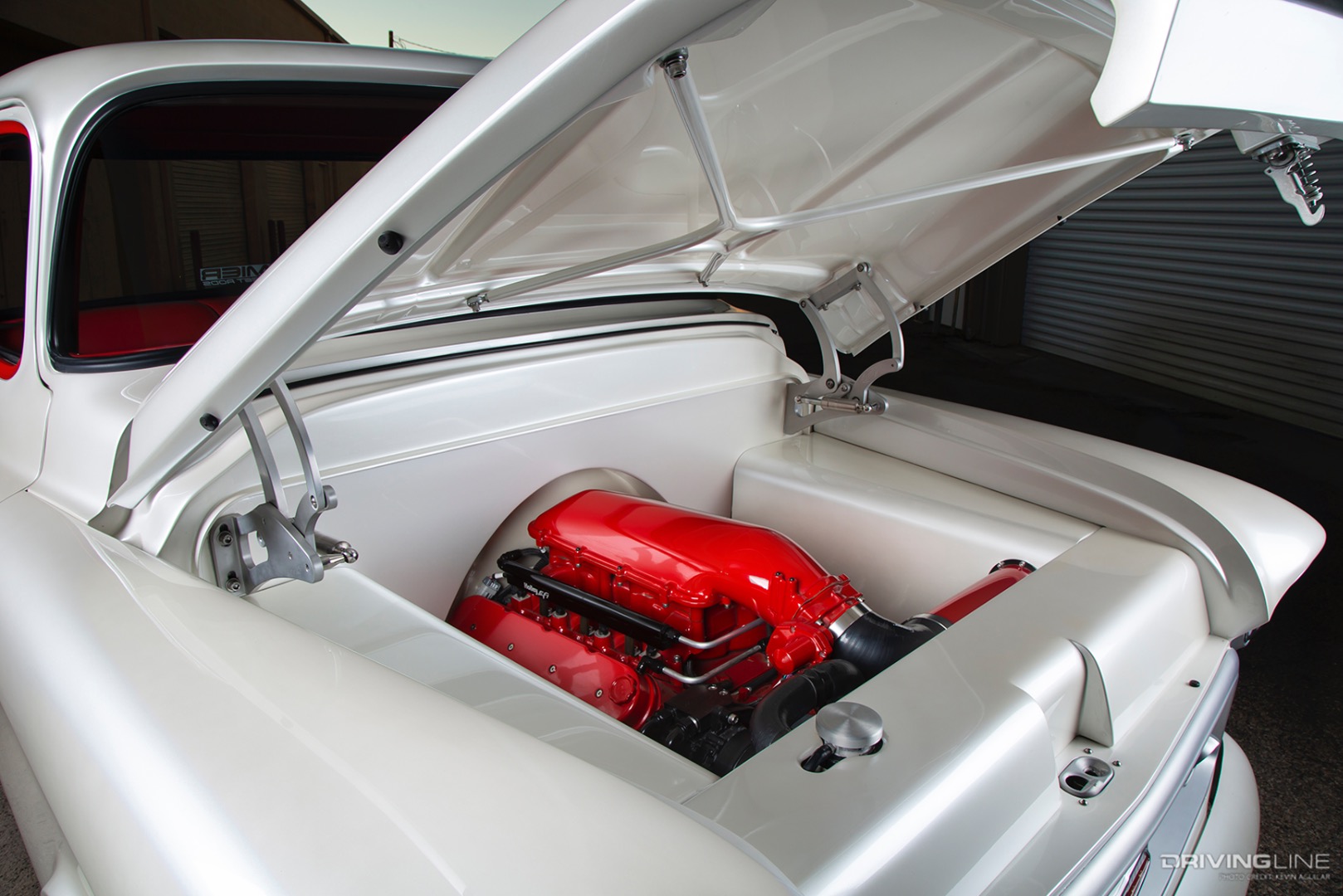 Engine of Snow White '57 Chevy Pickup