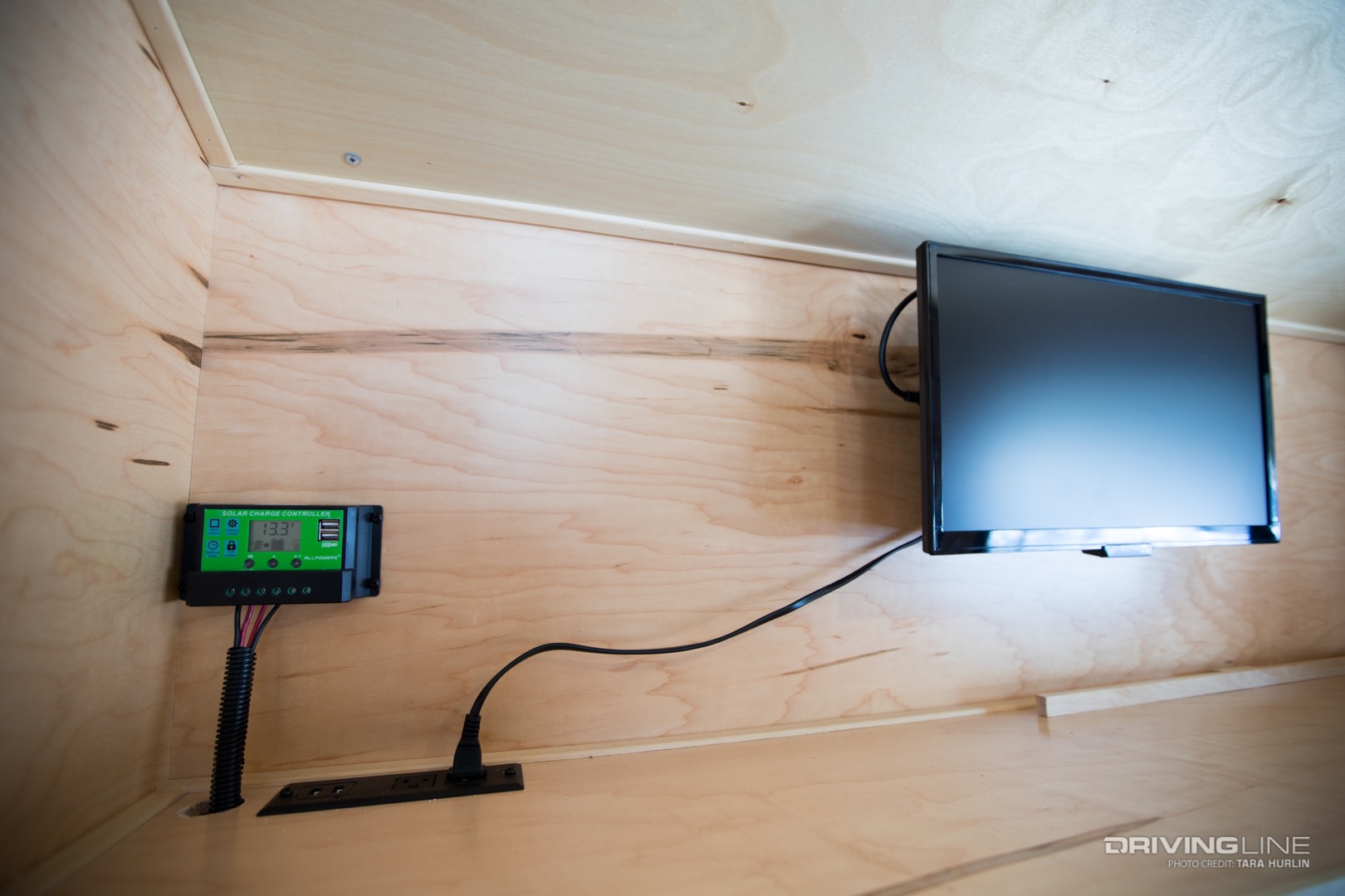 Solar power hookup in off-road trailer camper