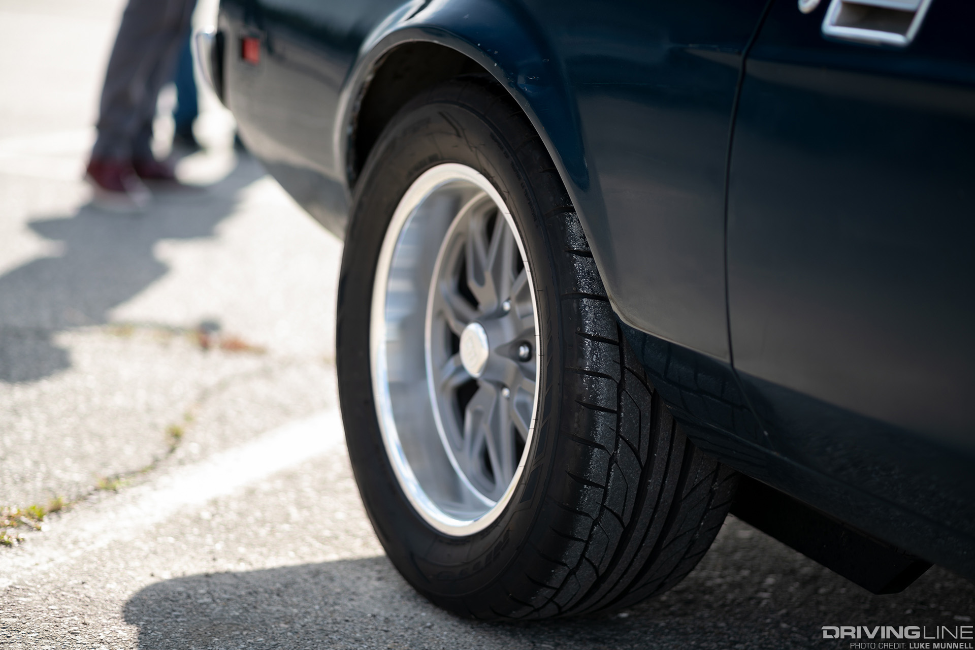 Detail of Nitto NT555 G2 tire on US Mags wheel