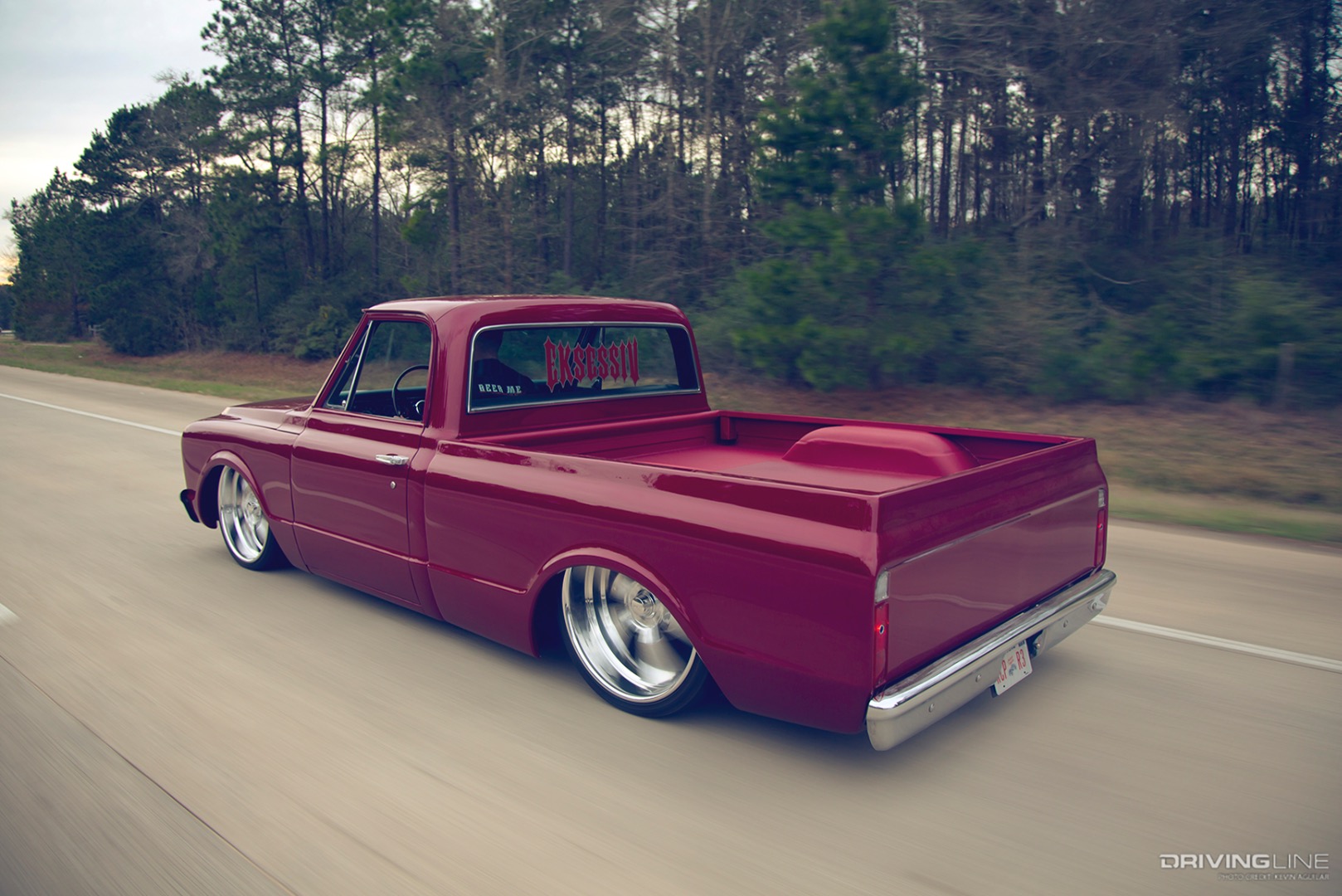 Rear of Chad and Candice Shetsky’s Slammed ’67 Chevy C10 Rolling