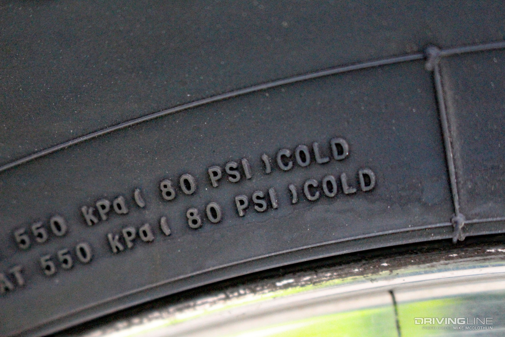 Inflation Pressure Tire Sidewall