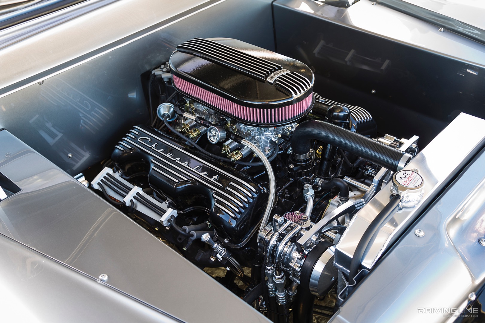 Engine of Kaylie Davis' '58 Chevy Apache