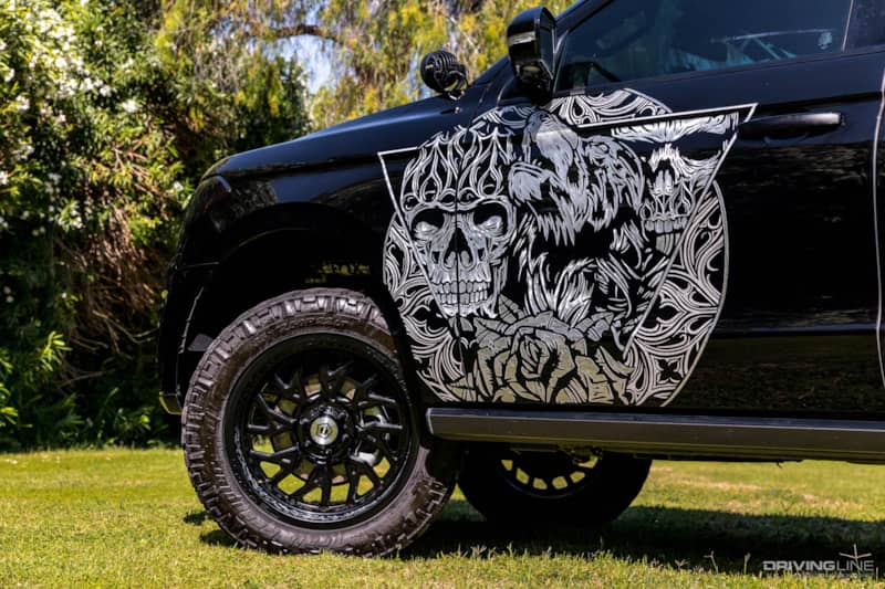 Engraving detail on black Ford Expedition