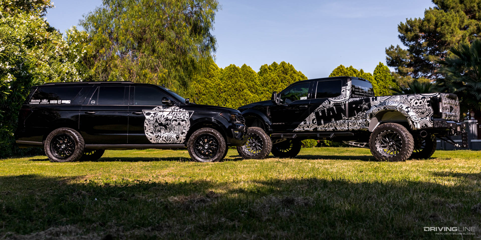 Engraved body work on 2018 Ford Expedition and 2017 Ford F250