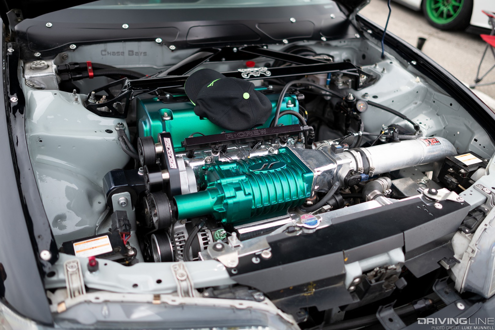 Jose Mejia supercharged K24-swapped Acura DC2 Integra Type R engine bay