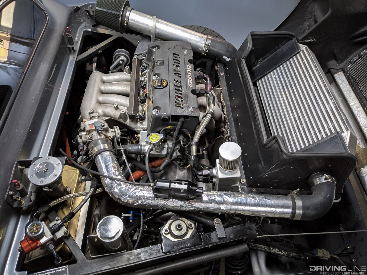 Kam Urquhart’s turbo/K24-swapped Noble M400 engine bay