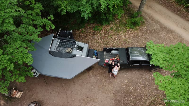 Trailer camper with solar panels on roof