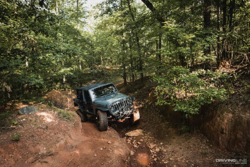 Jeep Wrangler Crawling on Trail