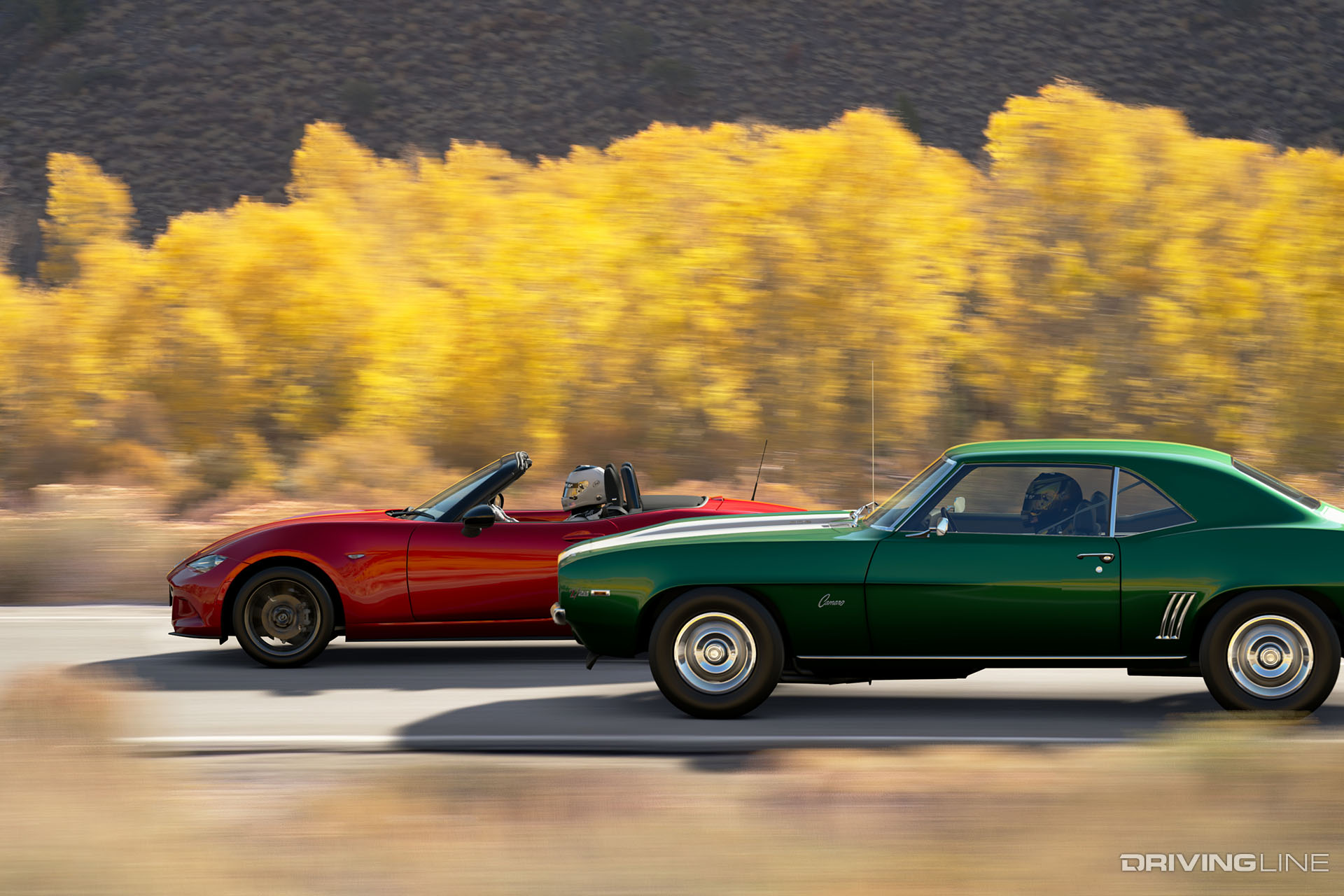 Mazda MX-5 Miata vs 1969 Camaro Race