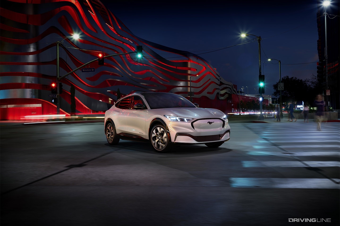 Ford Mustang Mach-E white at night