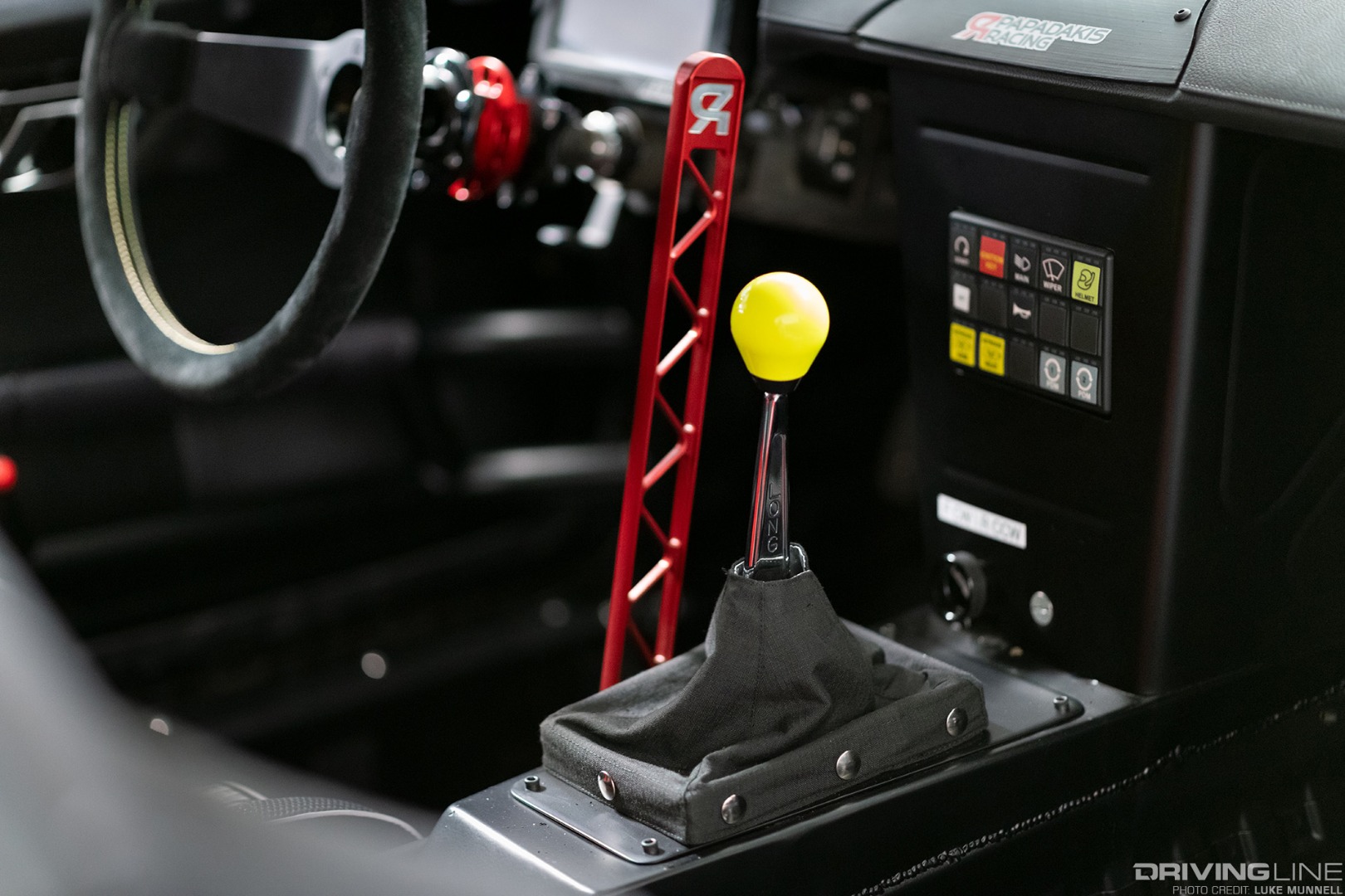AAasbo controls gear shifts through the G-Force GSR 4-speed dog box, which still shifts in the traditional "H" pattern