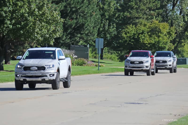 spy photos of three prototype Ford Ranger Tremors Testing on the road