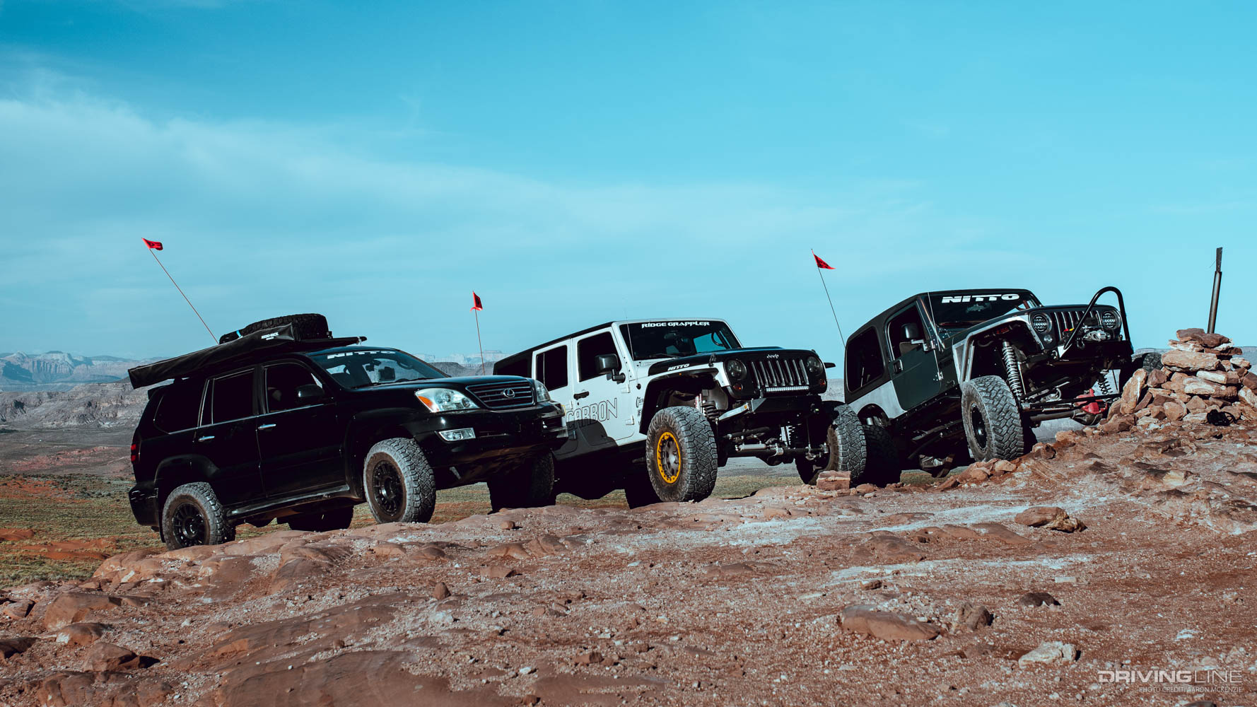 Lexus GX470 and Two Jeeps in Sand Hollow On the Trail