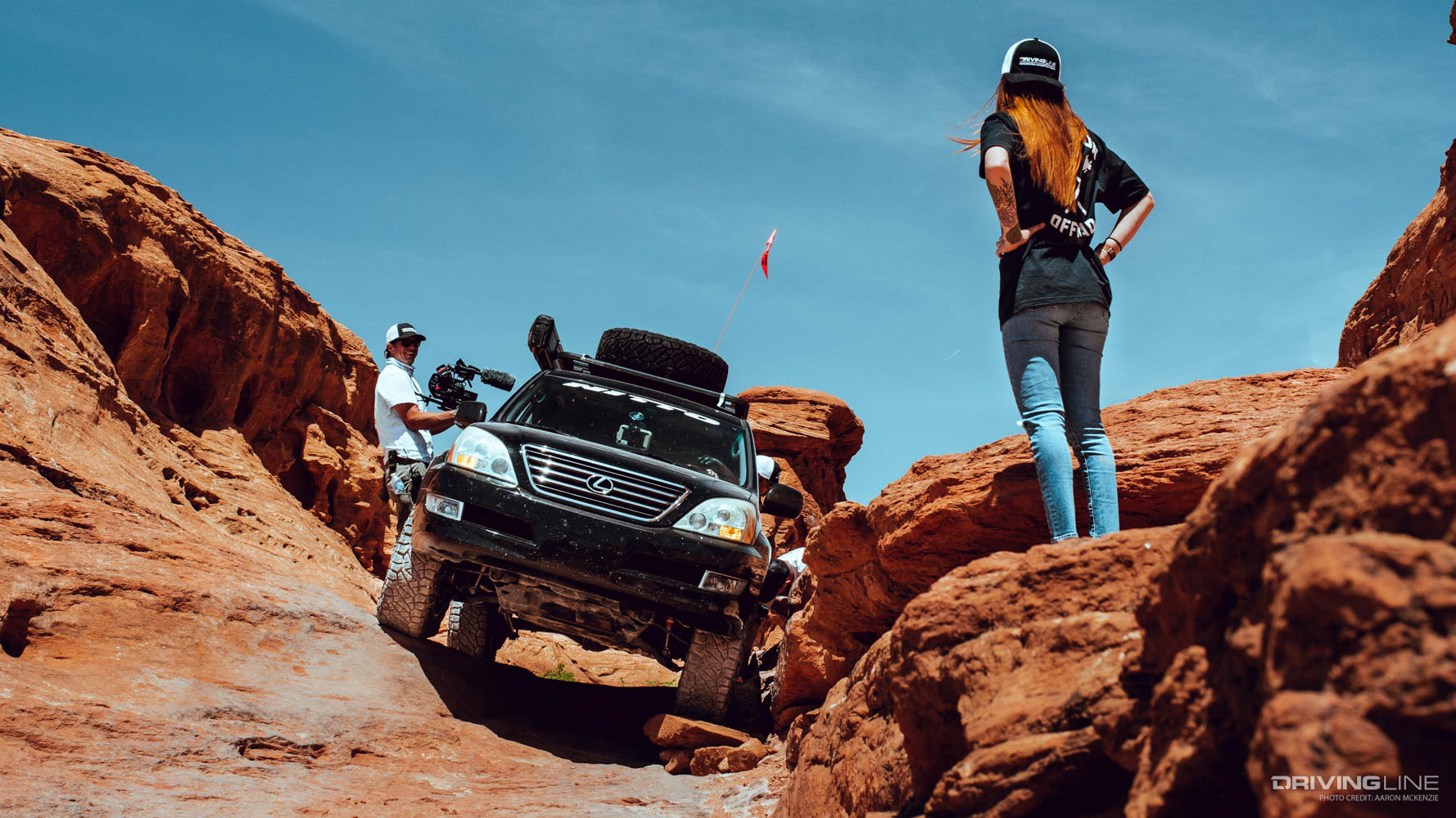 Courtney spotting Mike Sabounchi rock crawling