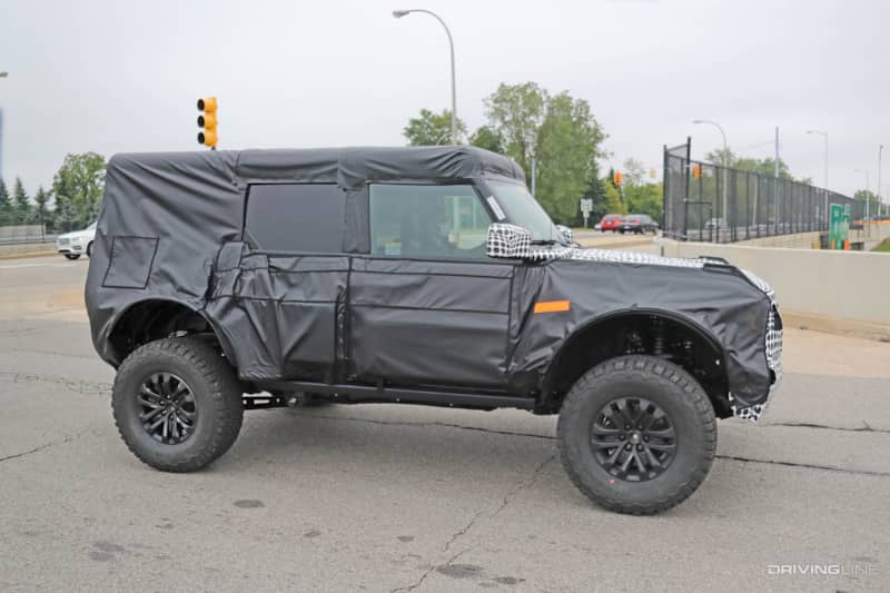 Passenger side of Spy Photo of the new Ford Bronco Raptor