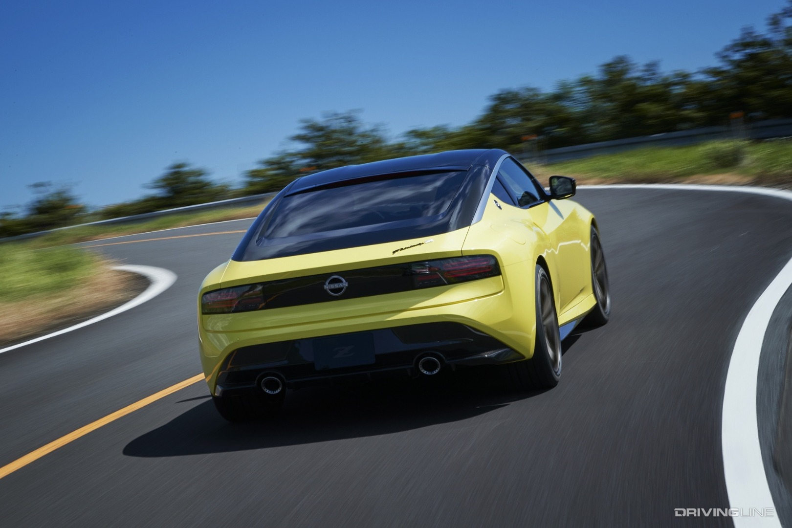 Nissan Z Proto from behind on road