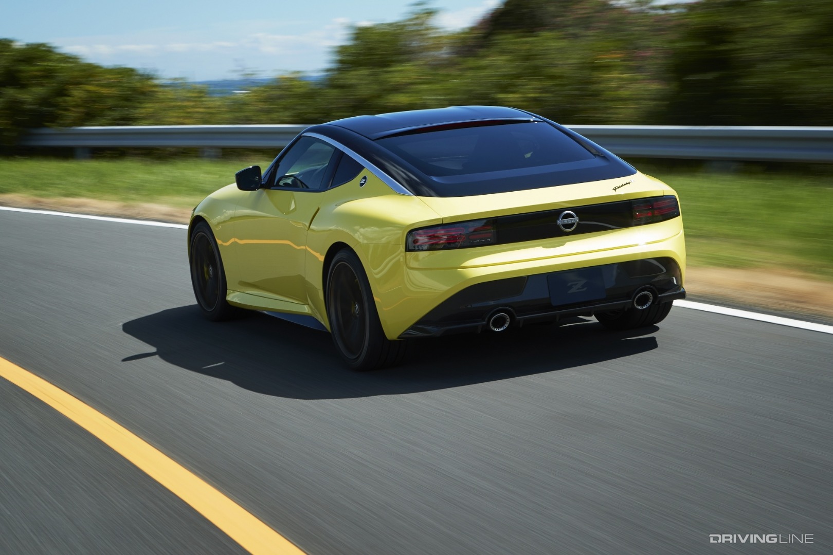 Nissan Z Proto rear on road motion blur