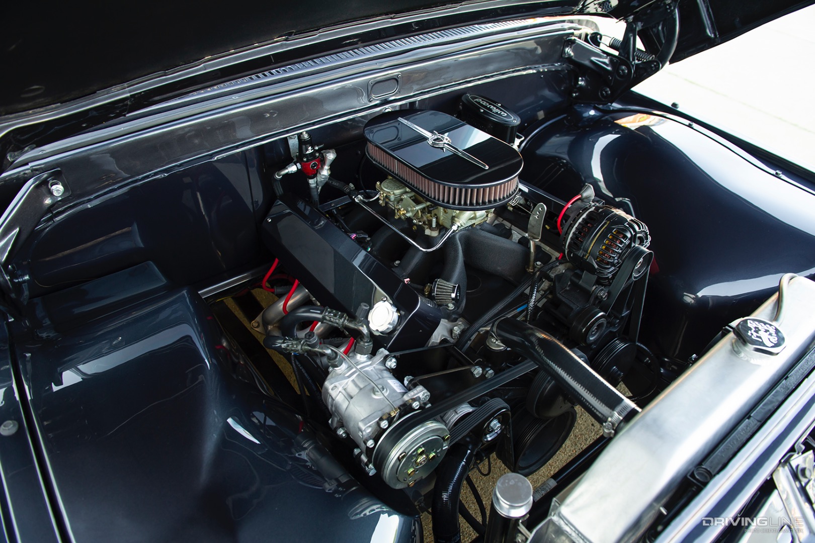 Engine of Dustin McLeod's '64 ford F-100