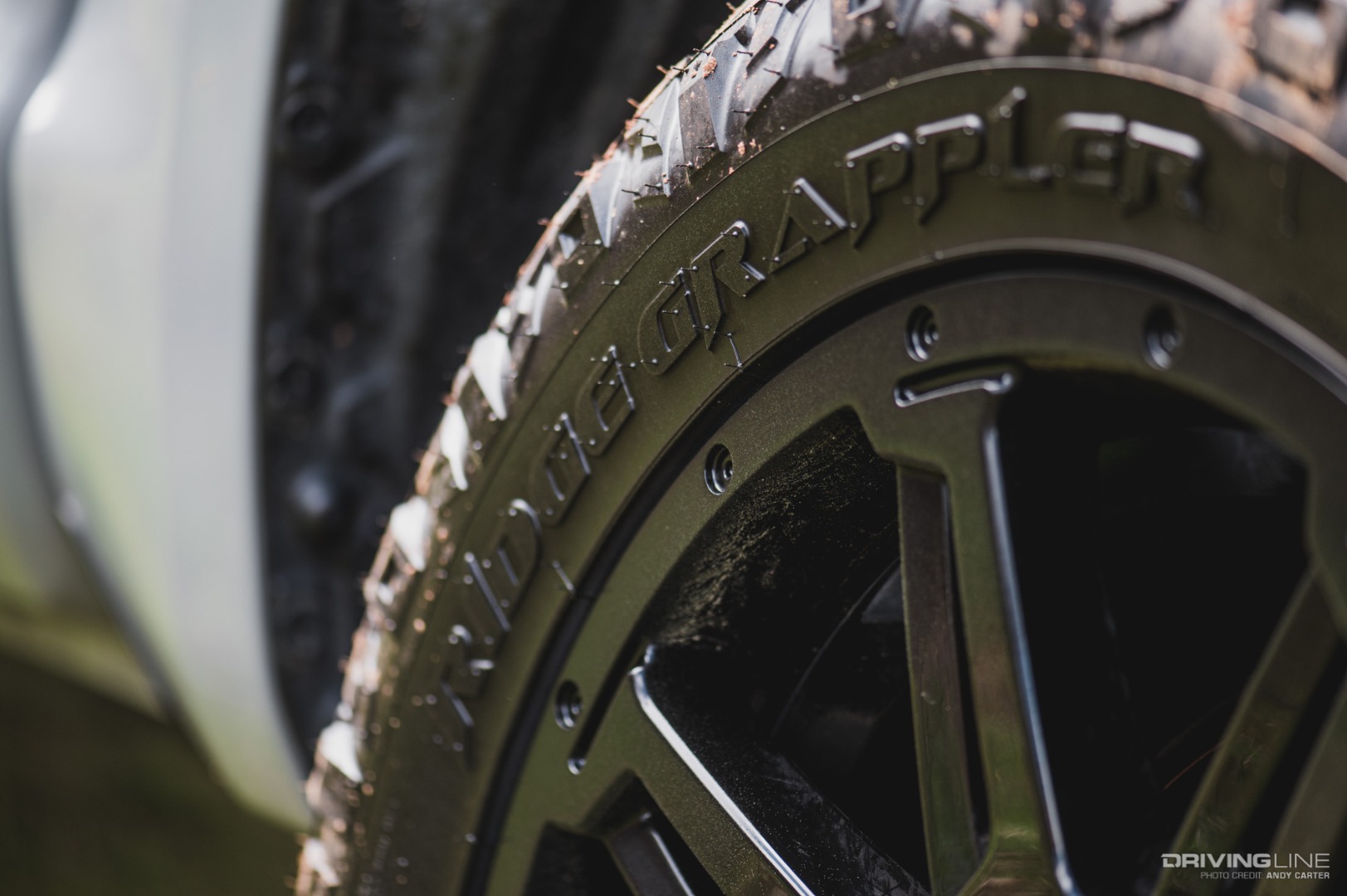 Ridge Grappler text on tire