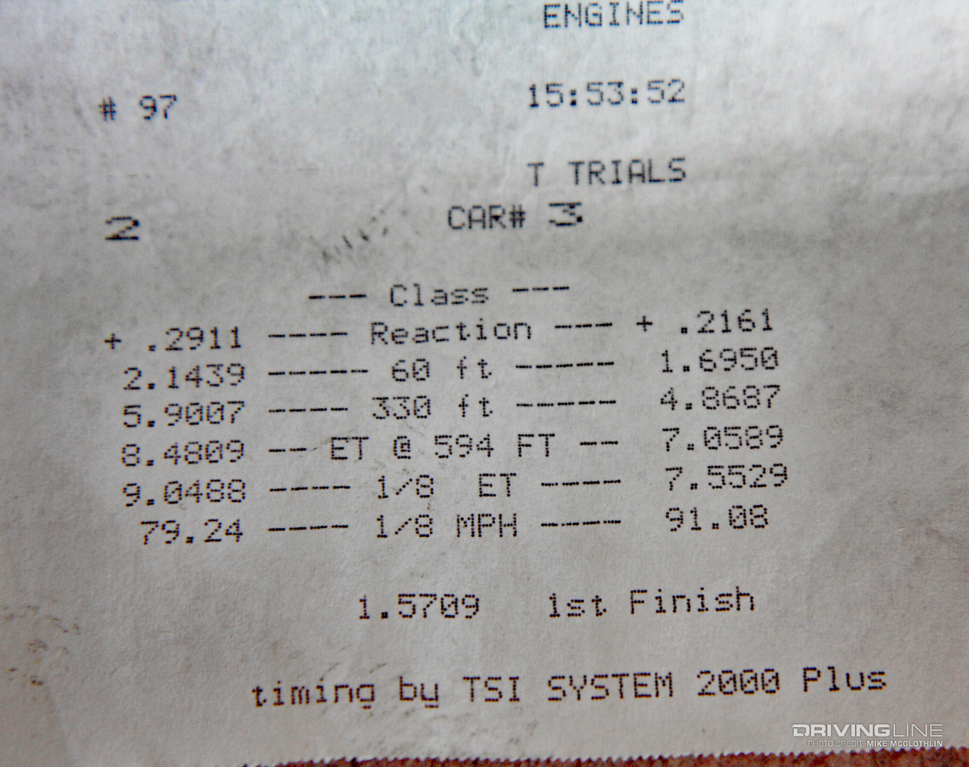Eighth Mile Diesel Drag Racing Time Slip