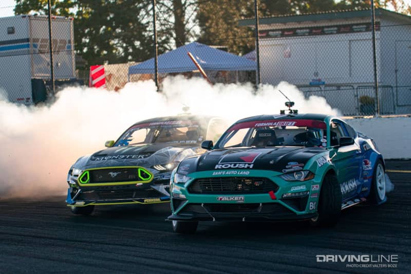 Justin Pawlak (right) and Vaughn Gittin Jr (left) would battle in an All Ford Mustang final at Round 4